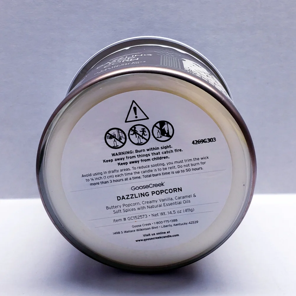 Goose Creek DAZZLING POPCORN Large 3-Wick Scented Candle, 14.5 oz